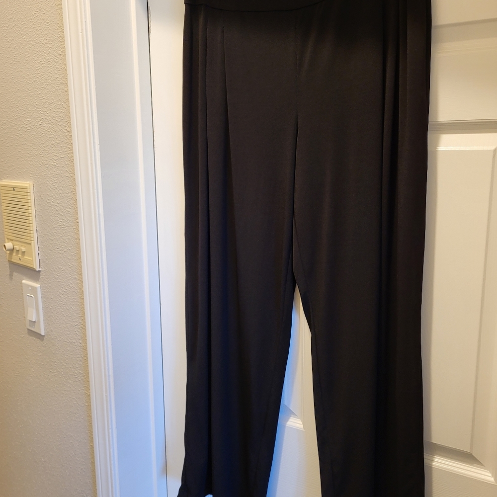 Susan Graver Black Liquid Knit Palazzo Pants Size Large